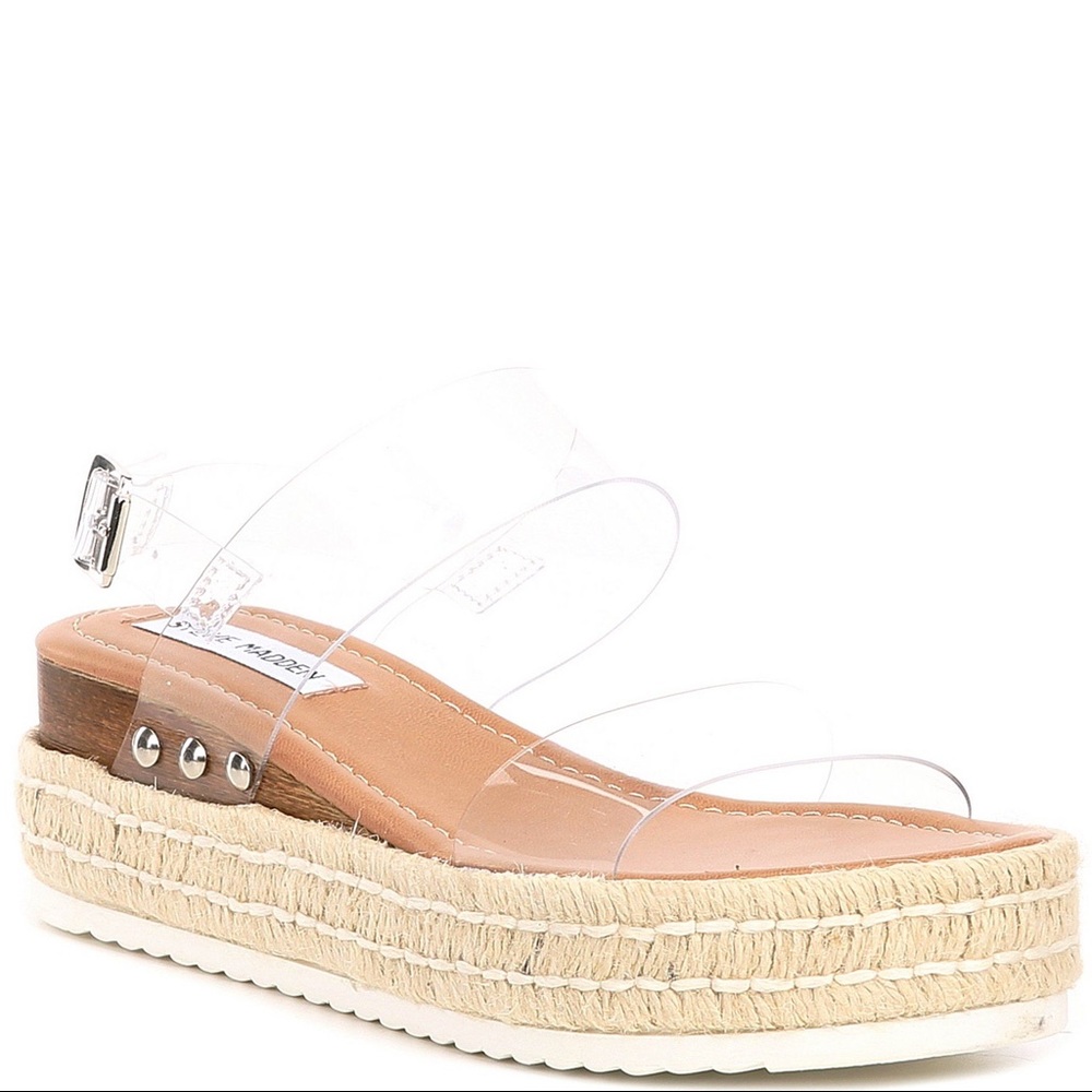 Steve Madden Clear Espadrille Flatform Sandals 8